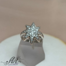 Сребърен дамски пръстен с циркони R-201